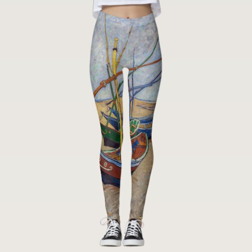 Vincent van Gogh _ Fishing Boats on the Beach Leggings