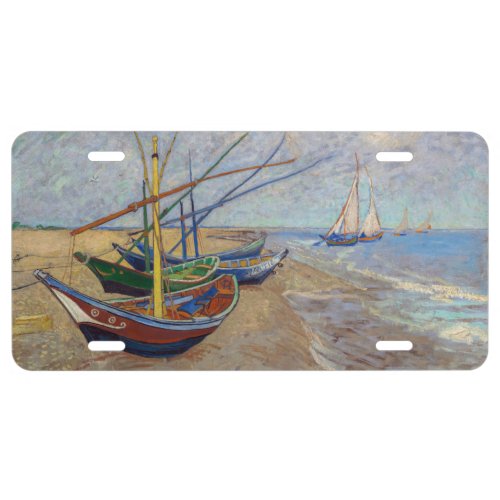 Vincent van Gogh _ Fishing Boats on the Beach License Plate