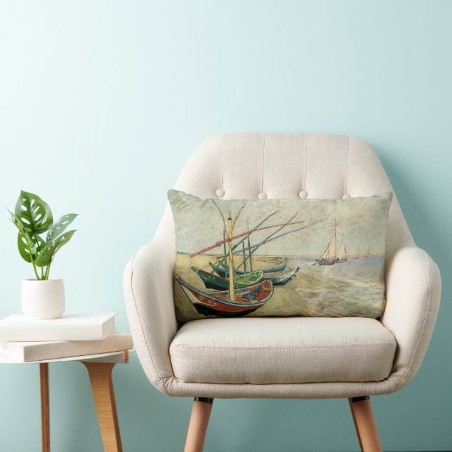 Vincent van Gogh - Fishing Boats on the Beach Lumbar Pillow (Chair)