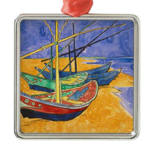 Vincent van Gogh | Fishing Boats on the Beach Metal Ornament