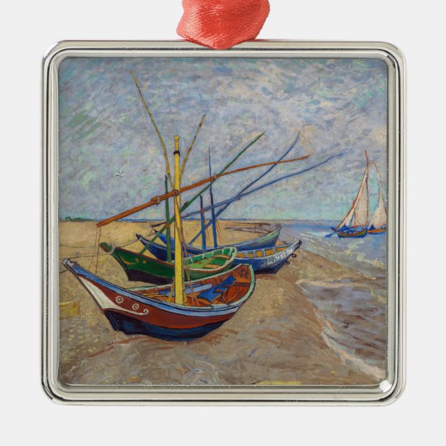 Vincent van Gogh - Fishing Boats on the Beach Metal Ornament (Front)