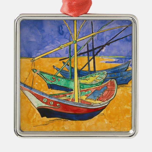 Vincent van Gogh - Fishing Boats on the Beach Metal Ornament (Front)