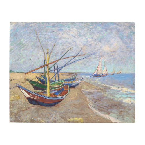 Vincent van Gogh _ Fishing Boats on the Beach Metal Print