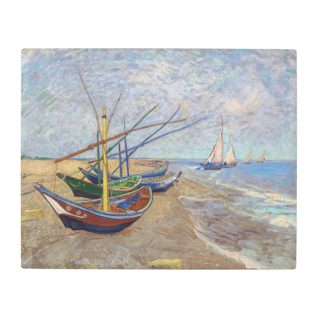 Vincent van Gogh - Fishing Boats on the Beach Metal Print (Front)