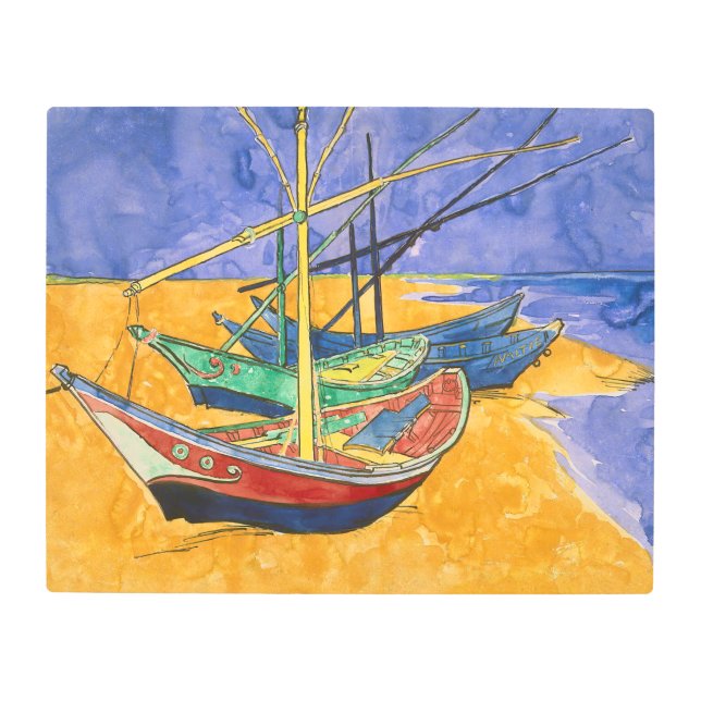 Vincent van Gogh - Fishing Boats on the Beach Metal Print (Front)