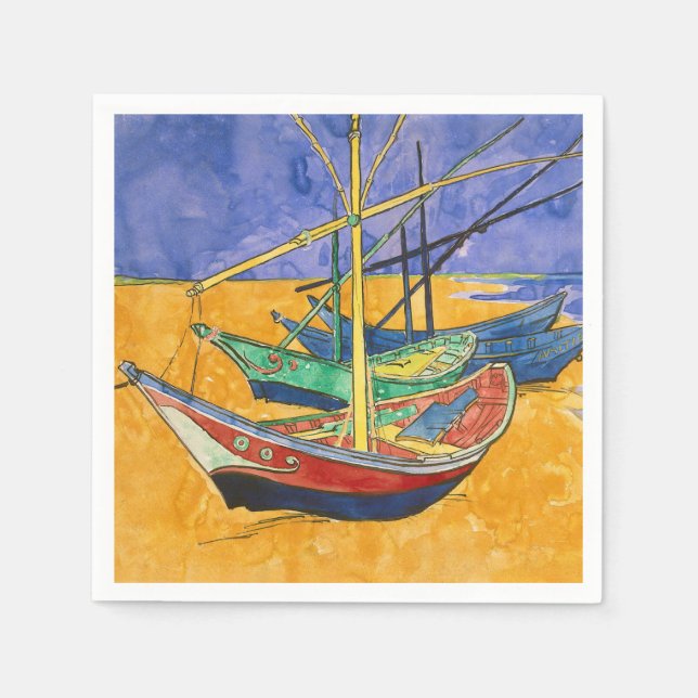 Vincent van Gogh - Fishing Boats on the Beach Napkins (Front)