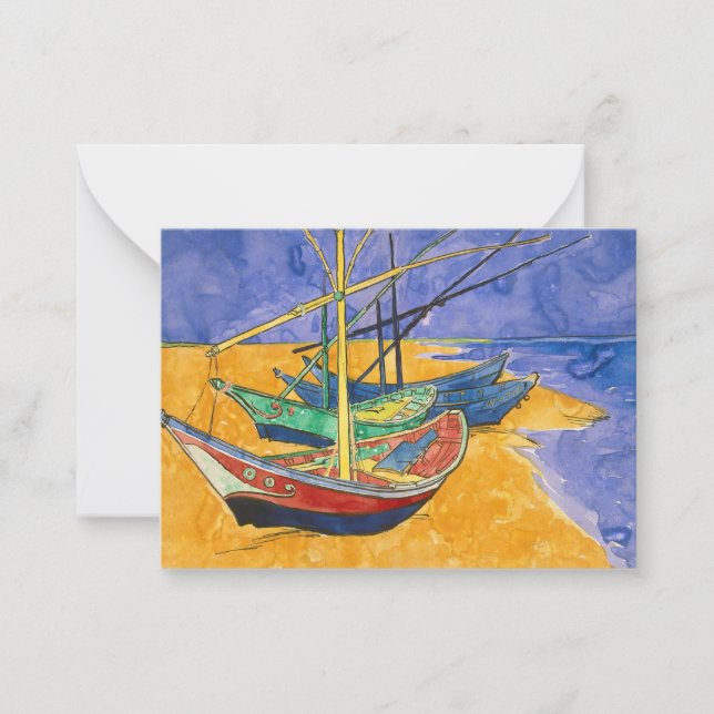 Vincent van Gogh - Fishing Boats on the Beach Note Card (Front)