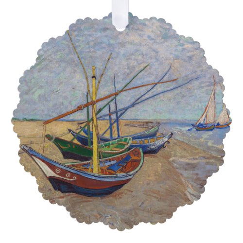 Vincent van Gogh - Fishing Boats on the Beach Ornament Card