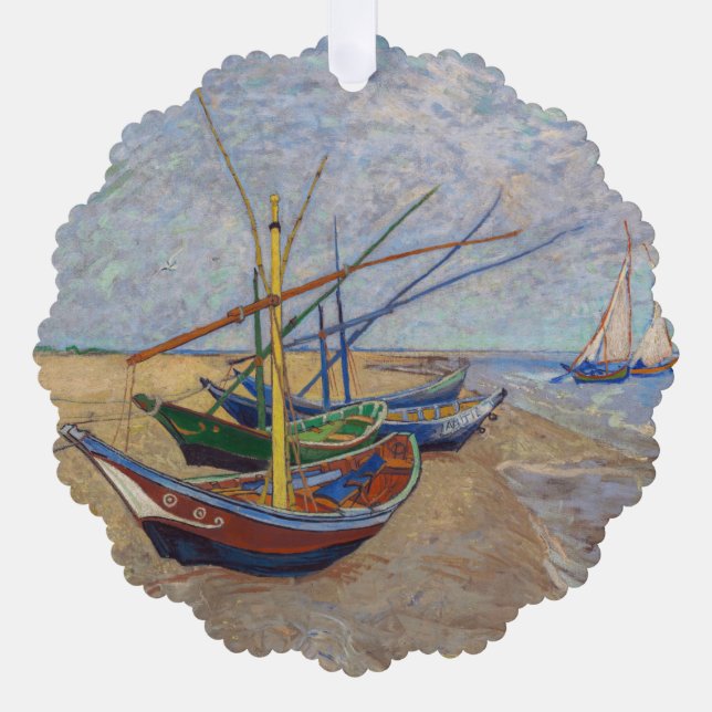 Vincent van Gogh - Fishing Boats on the Beach Ornament Card (Front)