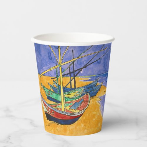 Vincent van Gogh _ Fishing Boats on the Beach Paper Cups
