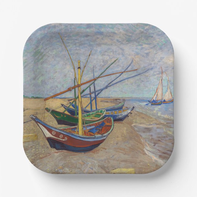 Vincent van Gogh - Fishing Boats on the Beach Paper Plates (Front)