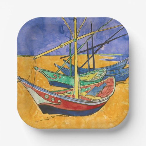 Vincent van Gogh _ Fishing Boats on the Beach Paper Plates