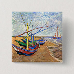 Vincent Van Gogh - Fishing Boats On The Beach Pinback Button