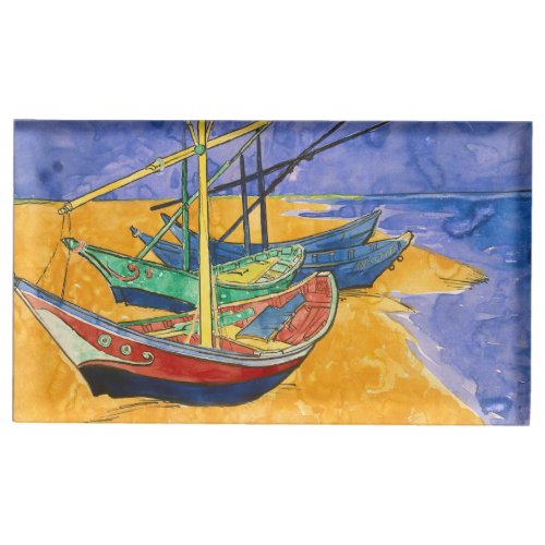 Vincent van Gogh _ Fishing Boats on the Beach Place Card Holder