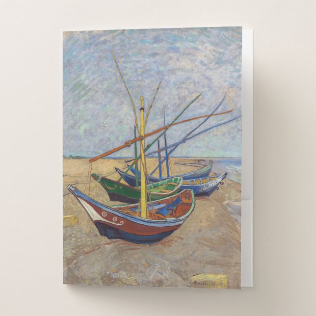 Vincent van Gogh - Fishing Boats on the Beach Pocket Folder (Front)