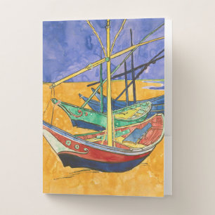 Vincent van Gogh - Fishing Boats on the Beach Pocket Folder