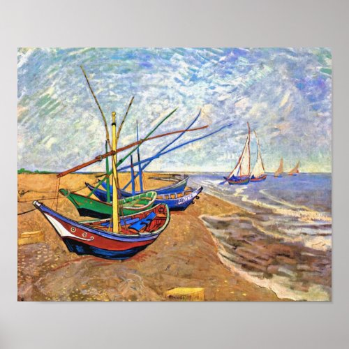 Vincent Van Gogh _ Fishing Boats On The Beach Poster