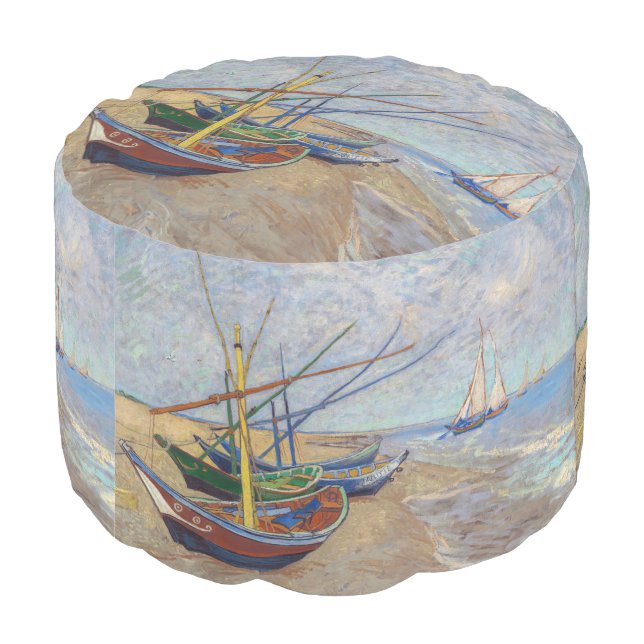 Vincent van Gogh - Fishing Boats on the Beach Pouf (Angled Back)