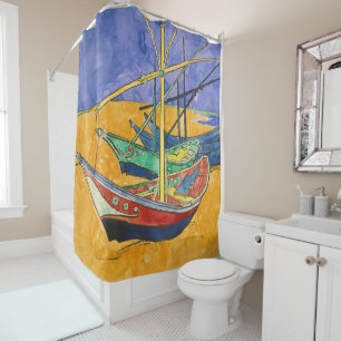 Vincent van Gogh - Fishing Boats on the Beach Shower Curtain