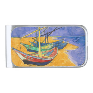 Vincent van Gogh - Fishing Boats on the Beach Silver Finish Money Clip