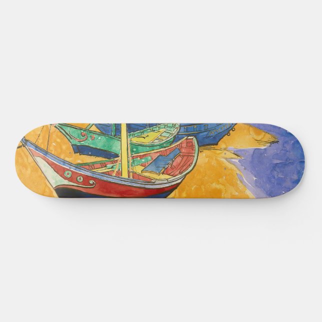 Vincent van Gogh - Fishing Boats on the Beach Skateboard (Horz)