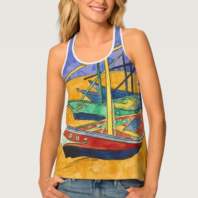 Vincent van Gogh - Fishing Boats on the Beach Tank Top (Front)