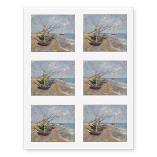 Vincent van Gogh - Fishing Boats on the Beach Temporary Tattoos