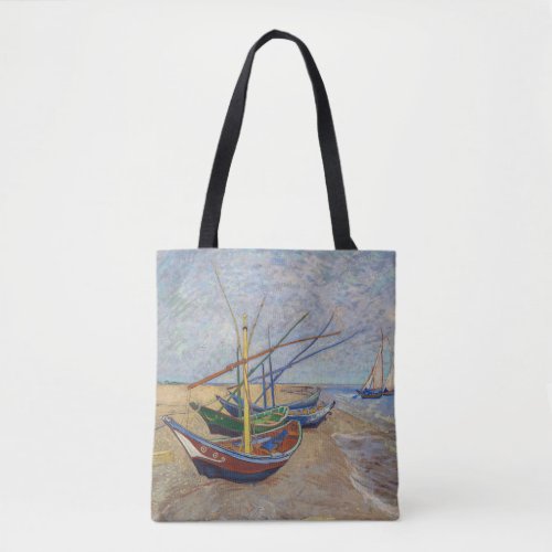Vincent van Gogh _ Fishing Boats on the Beach Tote Bag