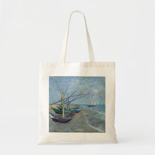 Vincent Van Gogh _ Fishing Boats on the Beach Tote Bag