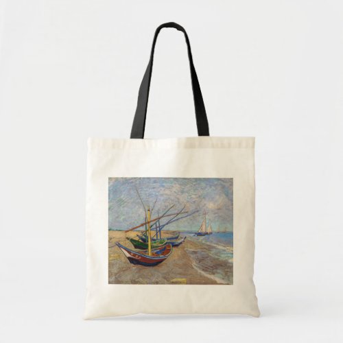 Vincent van Gogh _ Fishing Boats on the Beach  Tote Bag