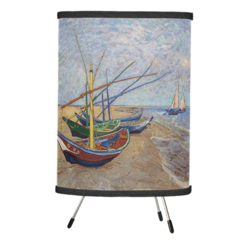 Vincent van Gogh _ Fishing Boats on the Beach Tripod Lamp