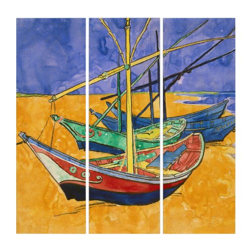 Vincent van Gogh _ Fishing Boats on the Beach Triptych