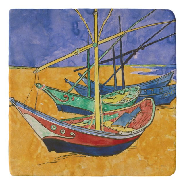 Vincent van Gogh - Fishing Boats on the Beach Trivet (Front)