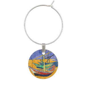 Vincent van Gogh - Fishing Boats on the Beach Wine Charm