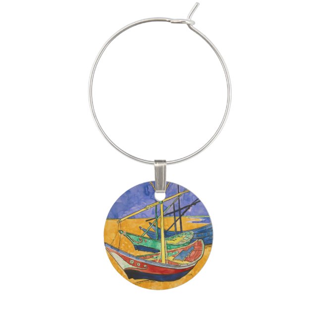 Vincent van Gogh - Fishing Boats on the Beach Wine Charm (Front)