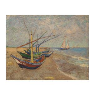 Vincent van Gogh - Fishing Boats on the Beach Wood Wall Art