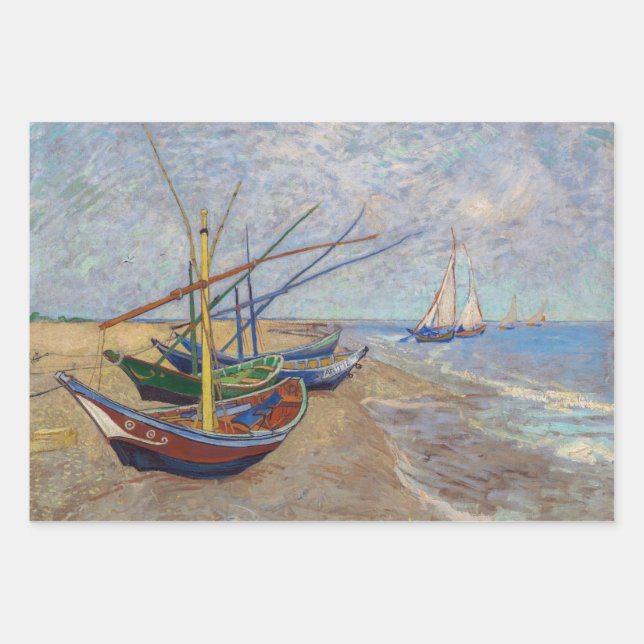 Vincent van Gogh - Fishing Boats on the Beach Wrapping Paper Sheets (Front)