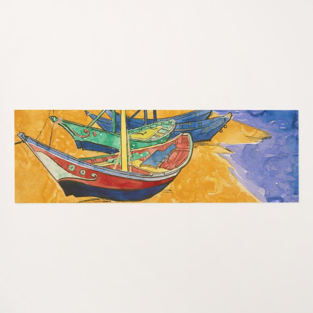 Vincent van Gogh - Fishing Boats on the Beach Yoga Mat (Back (Horizontal))