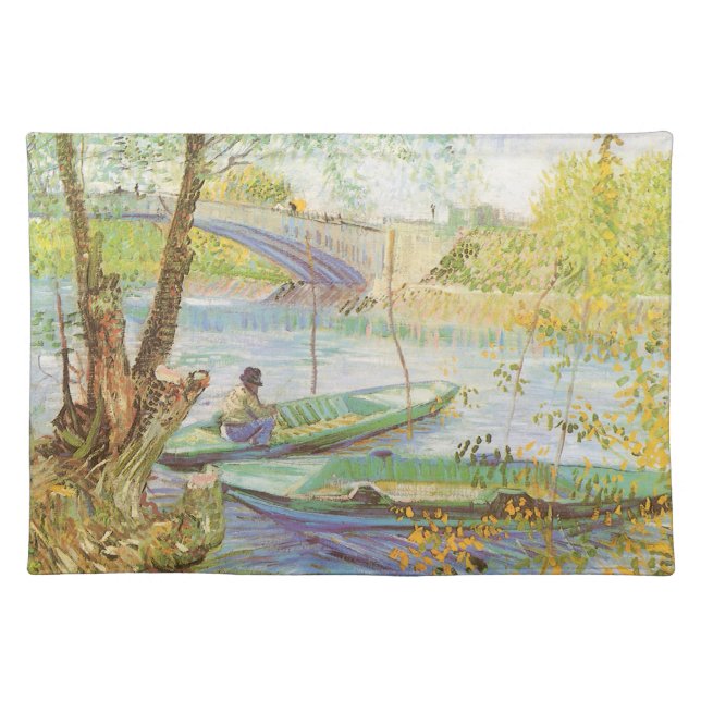 Vincent van Gogh Fishing in Spring, Pont de Clichy Cloth Placemat (Front)