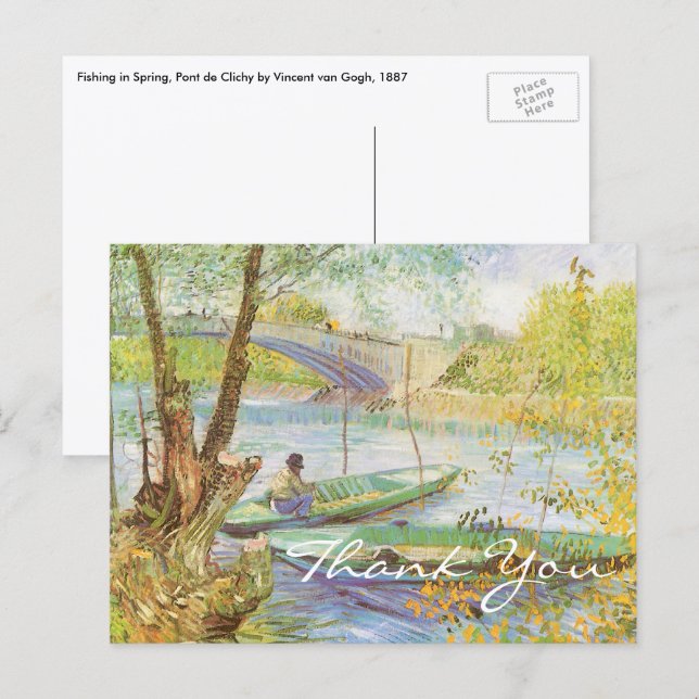 Vincent van Gogh Fishing in Spring, Pont de Clichy Postcard (Front/Back)