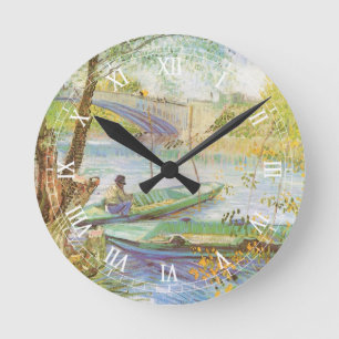 Vincent van Gogh Fishing in Spring, Pont de Clichy Round Clock