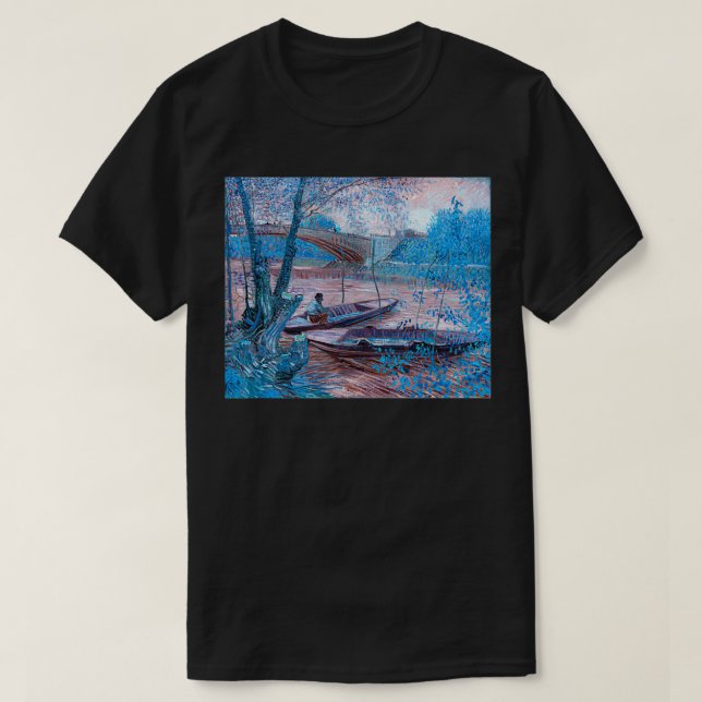 Vincent van Gogh Fishing in Spring Remi Famous Vin T-Shirt (Design Front)