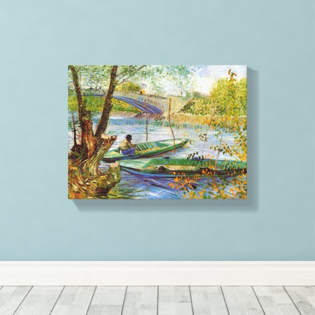 Vincent Van Gogh, Fishing in the Spring Canvas Print (Insitu(Wood Floor))