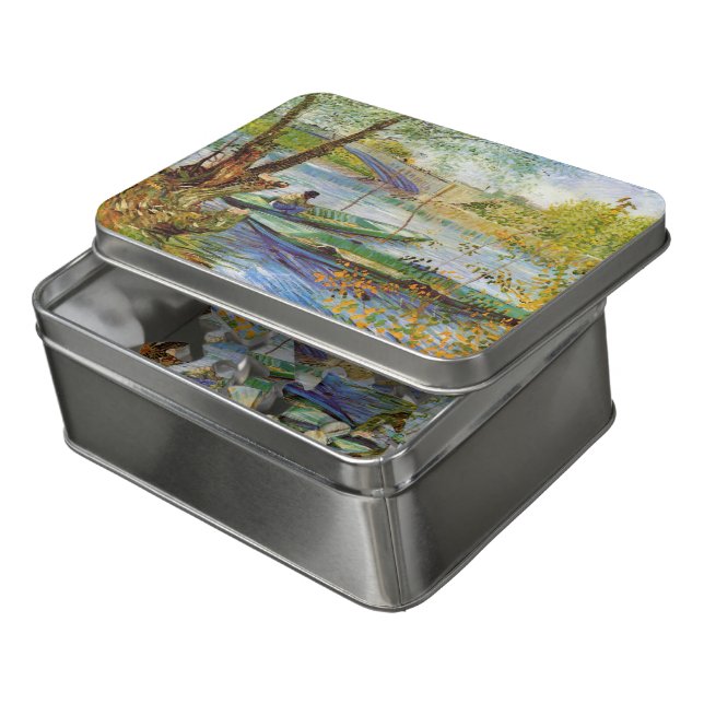 Vincent Van Gogh, Fishing in the Spring Jigsaw Puzzle (Lid Open)