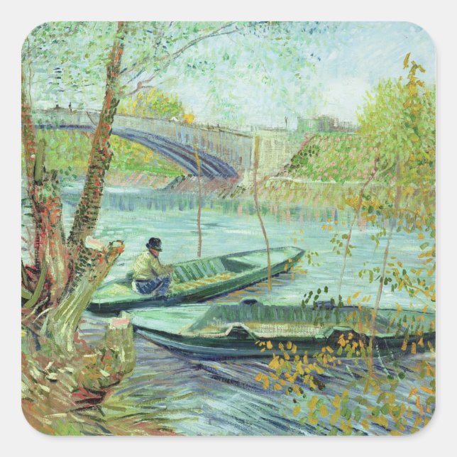 Vincent van Gogh | Fishing in the Spring Square Sticker (Front)