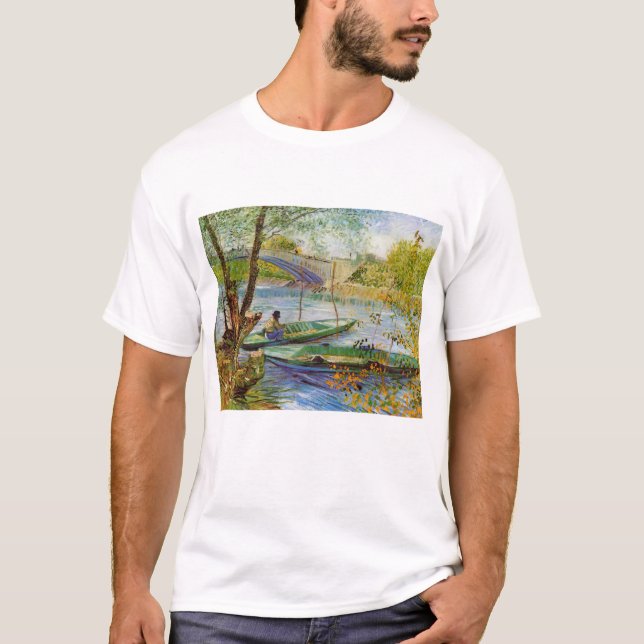 Vincent Van Gogh, Fishing in the Spring T-Shirt (Front)