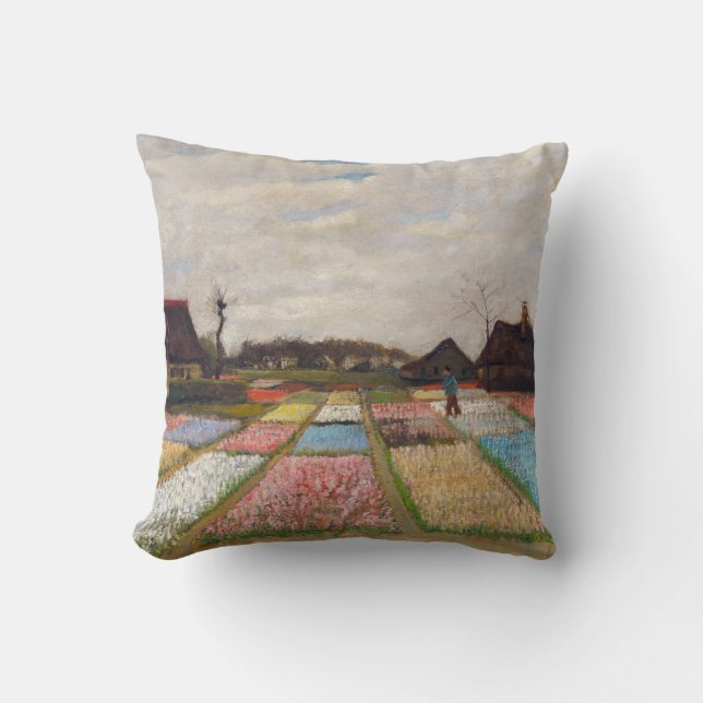 Vincent van Gogh - Flower Beds in Holland Throw Pillow (Front)