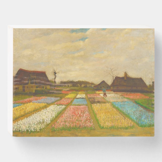 Vincent van Gogh Flower Beds in Holland Wooden Box Sign (Front Horizontal)
