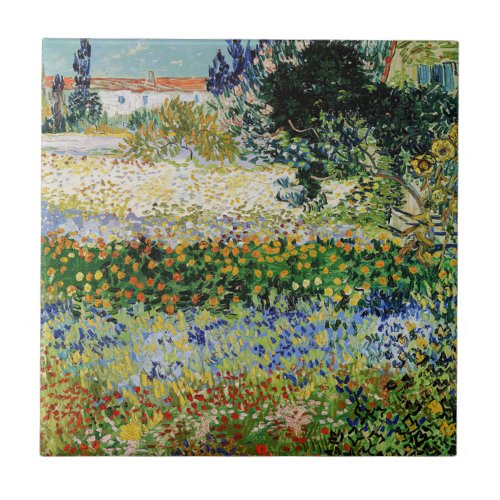 Vincent van Gogh _ Flowering Garden Ceramic Tile