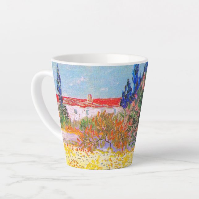 Vincent Van Gogh Flowering Garden Latte Mug (Left Angle)